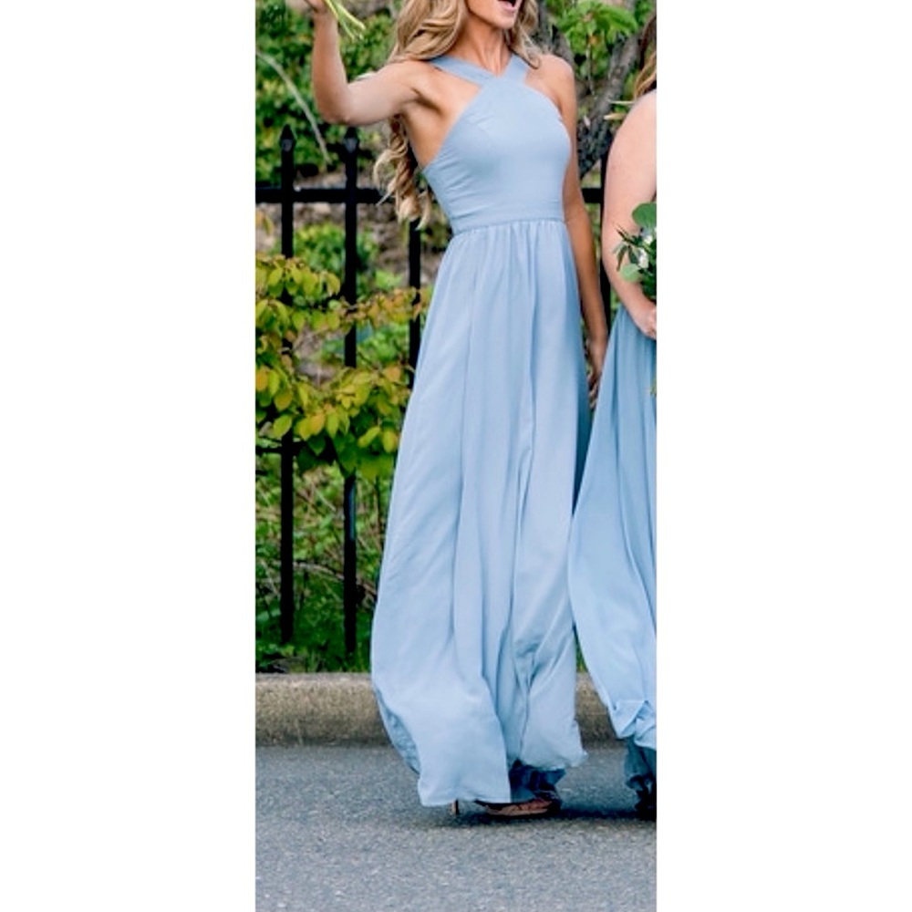 Lulus Air of Romance Maxi slate blue XS dress